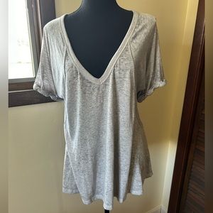 Free People We The Free Oversized Short Sleeve V Neck Tee Gray Size XS